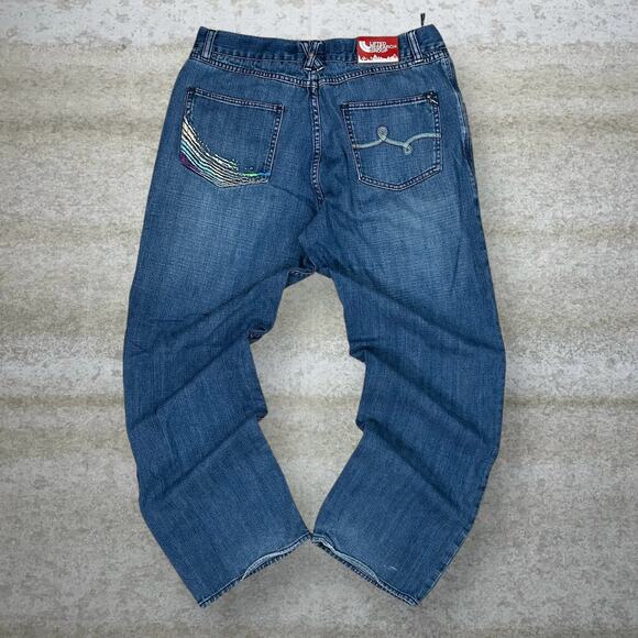 Lrg Other - Vintage Y2K LRG Skater Jeans 38x32 Baggy Wide Leg Medium Wash Denim Embroidered